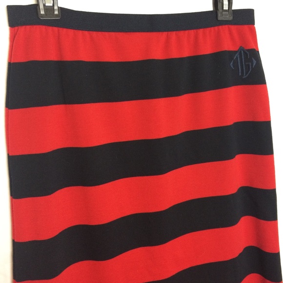 90’s Y2K Vintage Tommy Hilfiger maxi skirt with slit stripes color block Long - Picture 5 of 8